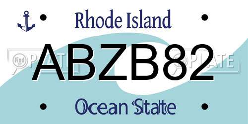 ABZB82 Rhode Island License Plate