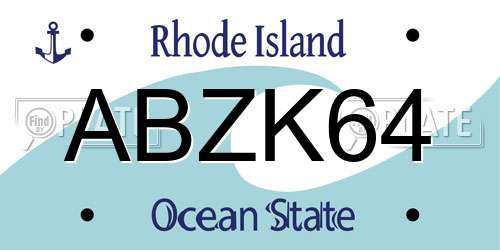 ABZK64 Rhode Island License Plate