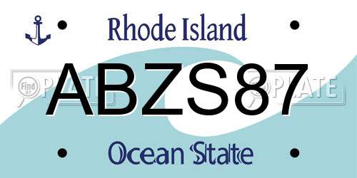 ABZS87 Rhode Island License Plate