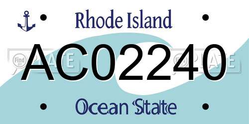 AC02240 Rhode Island License Plate