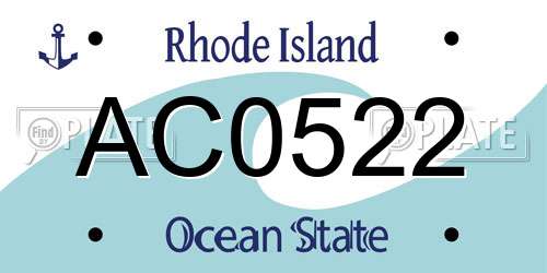 AC0522 Rhode Island License Plate