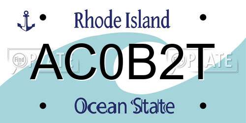 AC0B2T Rhode Island License Plate