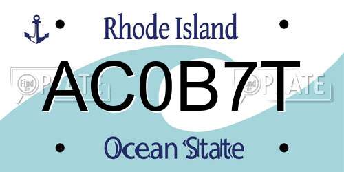 AC0B7T Rhode Island License Plate