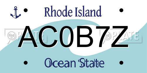 AC0B7Z Rhode Island License Plate