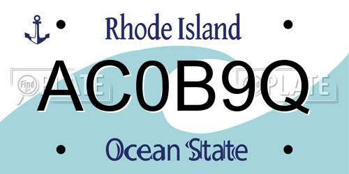AC0B9Q Rhode Island License Plate