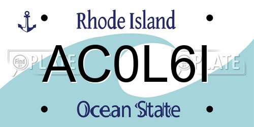 AC0L6I Rhode Island License Plate