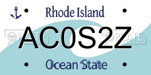 AC0S2Z Rhode Island License Plate