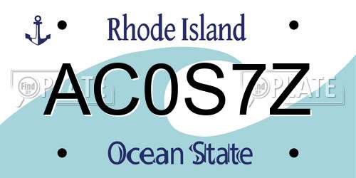 AC0S7Z Rhode Island License Plate