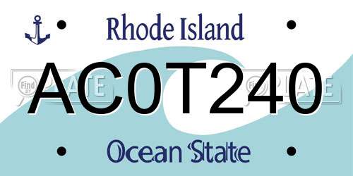 AC0T240 Rhode Island License Plate