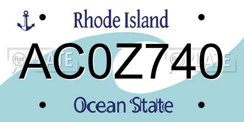 AC0Z740 Rhode Island License Plate