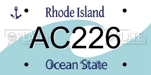 AC226 Rhode Island License Plate
