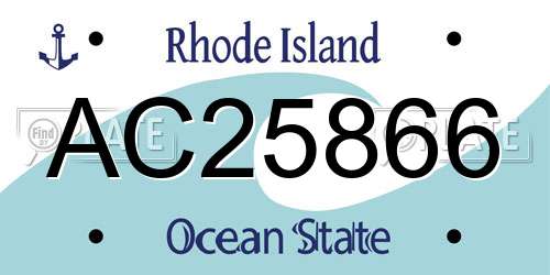 AC25866 Rhode Island License Plate