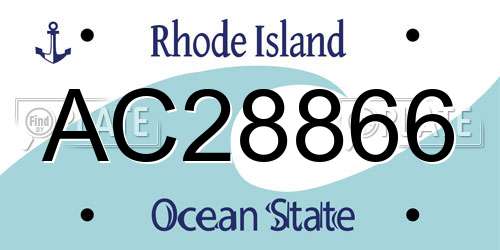 AC28866 Rhode Island License Plate