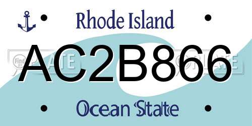AC2B866 Rhode Island License Plate