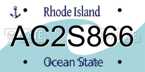 AC2S866 Rhode Island License Plate