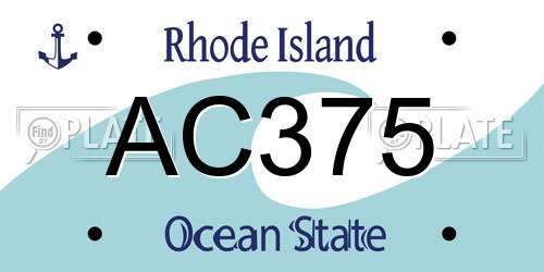 AC375 Rhode Island License Plate
