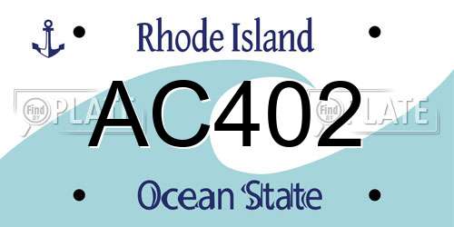 AC402 Rhode Island License Plate