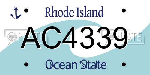 AC4339 Rhode Island License Plate