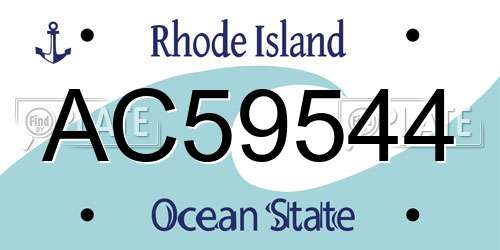 AC59544 Rhode Island License Plate