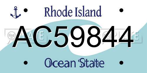 AC59844 Rhode Island License Plate