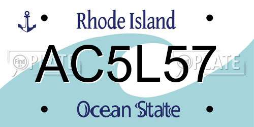AC5L57 Rhode Island License Plate