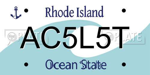 AC5L5T Rhode Island License Plate
