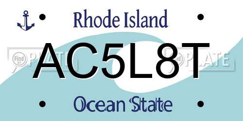 AC5L8T Rhode Island License Plate