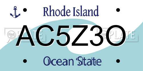AC5Z3O Rhode Island License Plate
