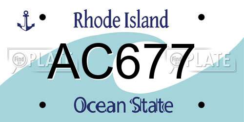AC677 Rhode Island License Plate