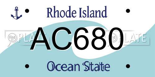 AC680 Rhode Island License Plate