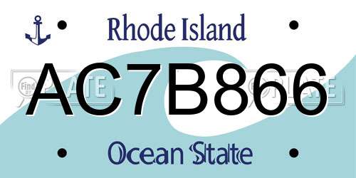 AC7B866 Rhode Island License Plate