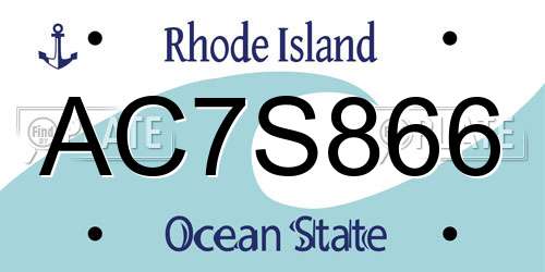 AC7S866 Rhode Island License Plate