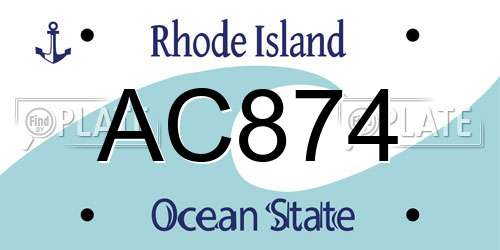 AC874 Rhode Island License Plate