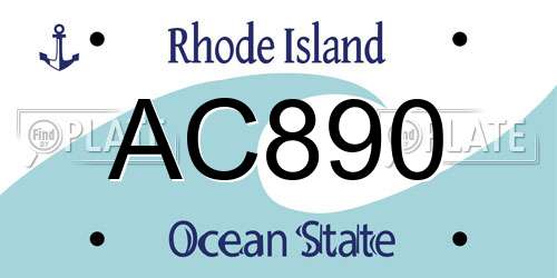 AC890 Rhode Island License Plate