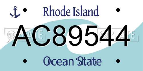 AC89544 Rhode Island License Plate