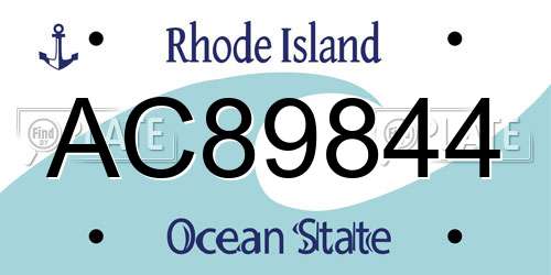 AC89844 Rhode Island License Plate