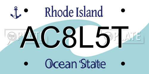 AC8L5T Rhode Island License Plate