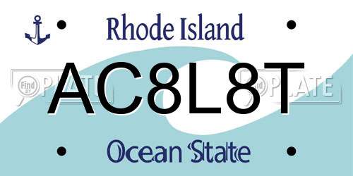 AC8L8T Rhode Island License Plate