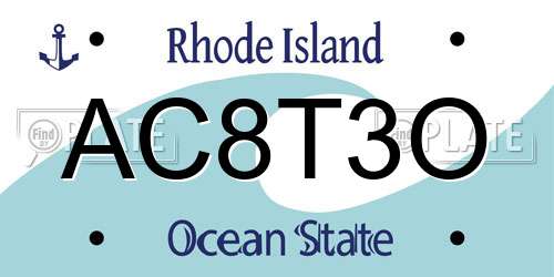 AC8T3O Rhode Island License Plate