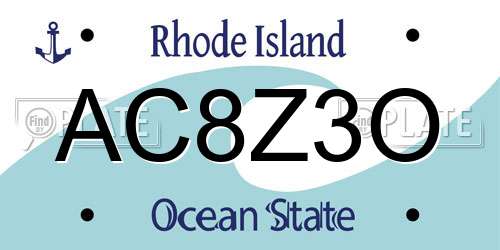 AC8Z3O Rhode Island License Plate