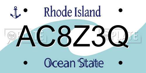 AC8Z3Q Rhode Island License Plate