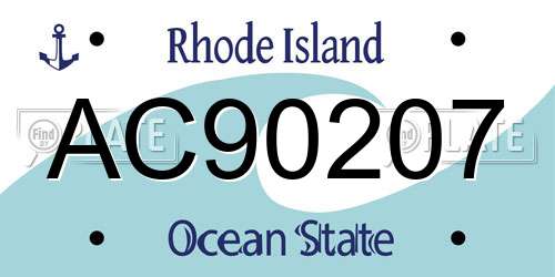 AC90207 Rhode Island License Plate