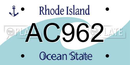 AC962 Rhode Island License Plate