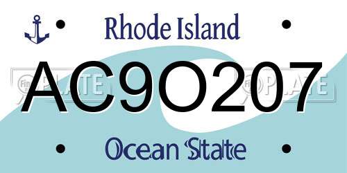 AC9O207 Rhode Island License Plate
