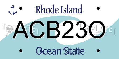 ACB23O Rhode Island License Plate
