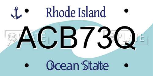 ACB73Q Rhode Island License Plate