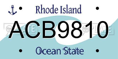 ACB9810 Rhode Island License Plate