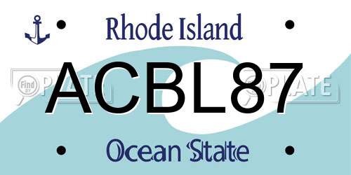ACBL87 Rhode Island License Plate