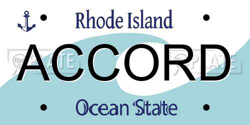 ACCORD Rhode Island License Plate