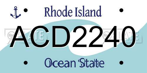 ACD2240 Rhode Island License Plate